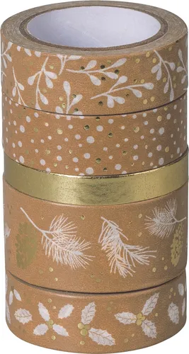 HEYDA 203584527 HEYDA Deko-Klebeband Natur, gold / weiß