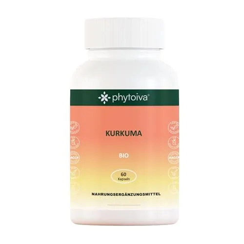 Phytoiva Bio-Kurkuma-Kapseln – Kurkuma auf Basis von Curcumin – 60 Kapseln, 30.000 mg reines Bio-Kurkuma – natürliches Antioxidans und entzündungshemmend – Gelenkgesundheit und allgemeines Wohlbefinde