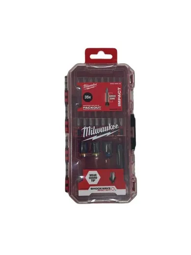 Milwaukee Shockwave Bit-Set 35 tlg. - Werkzeug-Set mit 35 hochwertigen Schlagschrauber-Bits, ideal für präzises Schrauben und Bohren, passend für alle Werkzeugmarken.