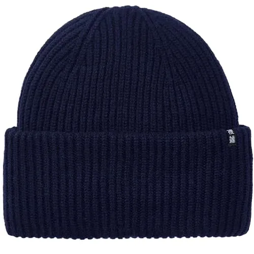 Enter the Complex® Oversize Beanie Mütze, Damen und Herren, Made in Italy, 100% feinste Merinowolle, Gerippt, Navy