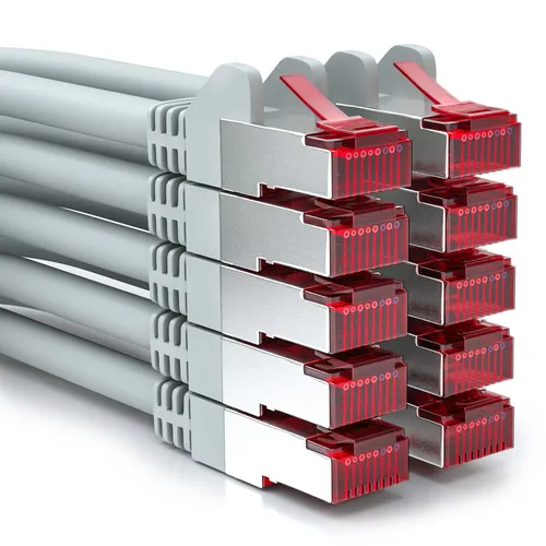 10x 2m CAT6 Patchkabel Netzwerkkabel Ethernet LAN DSL Netzwerk Kabel Grau