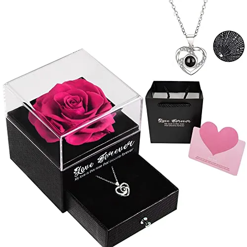 SUOHINAO Ewige Rose mit Geschenkbox,Rosen Geschenke für Frauen Geburtstag Mama, sie,Schwester, Ehefrau, Romantische Geschenke für Valentinstag Jahrestag Geburtstag Muttertag