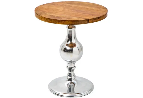 riess-ambiente Beistelltisch EXTRAVAGANCIA 60cm - Natur/Silber - Ablagetisch aus hochwertigem Mangoholz mit einzigartiger Maserung und orientalischem Metallfuß, ideal als stilvoller Beistelltisch oder Nachttisch.