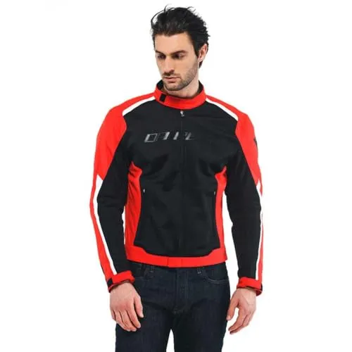 Dainese Hydraflux 2 Air D-Dry Textiljacke - Wasserdicht in Schwarz/Rot/Weiß - Größe 54 - Motorradjacke mit herausnehmbarer D-Dry®-Membran für optimalen Wetterschutz und belüftetes Mesh-Gewebe für Komfort in der heißen Jahreszeit.