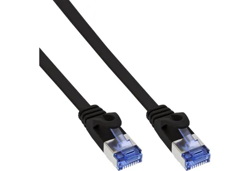 Inline InLine® Patchkabel flach, U/FTP, Cat.6A, schwarz, 2m LAN-Kabel