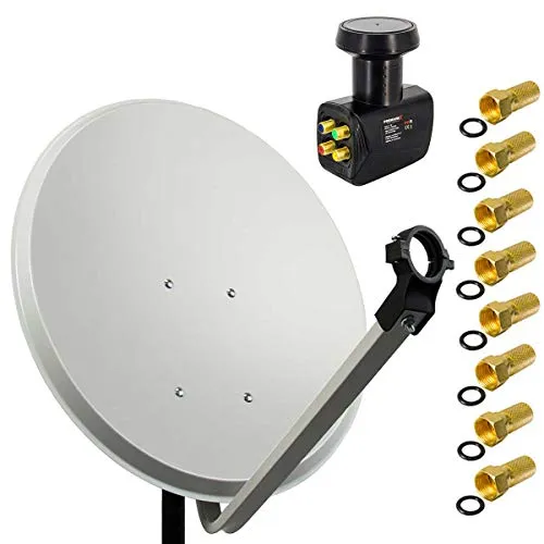 Premium X Satelliten-Komplettanlage 80cm - SAT-Antenne für 4 Teilnehmer, hochwertige Aluminiumkonstruktion mit niedrigem Rauschmaß von 0,1 dB für besten Empfang bei jedem Wetter.