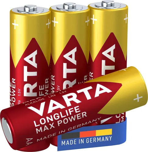 Varta 4706 Max Power AA Mignon Batterie 4er Blister - Präzise Energieversorgung für Digitalkameras und Spielekonsolen, 10 Jahre Lagerfähigkeit und hohe Kapazität von 2850 mAh