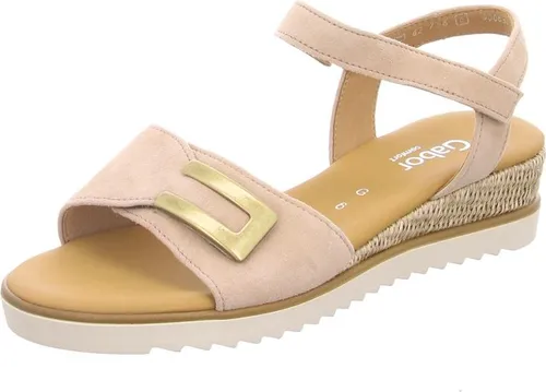 Gabor Comfort 62756-30 - Bequeme Damenschuhe Sandalette in Beige - Wanderschuhe – Elegante Keilsandalette mit verstellbarem Klettverschluss und gepolstertem Fußbett für höchsten Komfort und stilvolles Auftreten.
