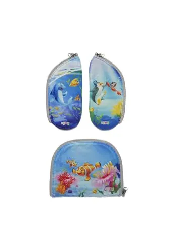 ergobag Zippies Schulranzen Zubehör Set 3-teilig für Kinder, Jungen und Mädchen Unterwasser - Bunt