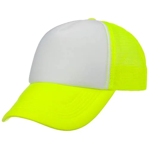 Hutshopping 70er Rapper Cap Truckercap Meshcap Kappe Mütze Basecap (One Size - Neongelb)