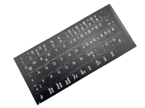 T-ProTek DEUTSCHE Tastaturaufkleber - schwarz GLÄNZEND 58 Tasten 1,1 cm x 1,3 cm Selbstkleben kompatibel für HP Laptop Notebook