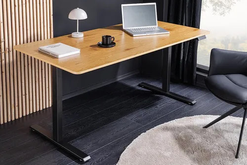 riess-ambiente Schreibtisch OAK DESK 120cm natur/schwarz-Eiche, stufenlos, höhenverstellbar, leise (Einzelartikel, 1-St), Anpassbarer Bürotisch - ideal für Arbeitszimmer, Praxis und Homeoffice