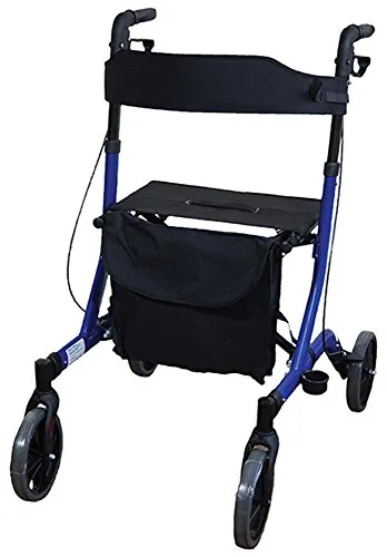 Aidapt VP183BLUE Deluxe Ultra Leichtgewichtiger Zusammenklappbarer 4-rädiger Rollator, blau