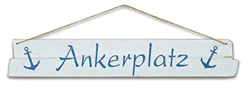 levandeo Türschild Türhänger Holz 60x10cm Ankerplatz Wandbild Wanddeko Deko Schild Wandobjekt Maritim