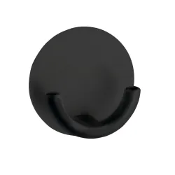 Wenko-Wenselaar GmbH & Co. KG WENKO Rondo Handtuchhalter ohne bohren, Handtuchhaken zum Befestigen ohne Bohren, Farbe: schwarz 54850100