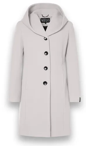 Milo Wintermantel Bella (Wollmischung, mit Kapuze) steingrau Damen Größe 40 - Eleganter Damenmantel Bella von Milo aus hochwertigem Woll-Mix mit Kaschmir-Anteil. Ideal für kalte Tage, bietet er optimale Wärmeisolierung und praktische Seitentaschen. Perfekt für stilvolle Winterspaziergänge!