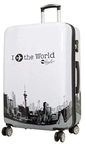 Warenhandel König Hartschalen-Trolley Fly the World XL in weiß von Warenhandel König