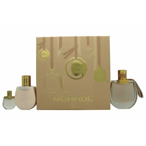 Chloé Nomade Geschenkset - Eau de Parfum & Body Lotion - Frauenparfum: Edles Set mit 75 ml Eau de Parfum, 5 ml Mini und 100 ml Body Lotion. Der florale Duft vereint fruchtige Noten und Eichenmoos für eine subtile Eleganz.