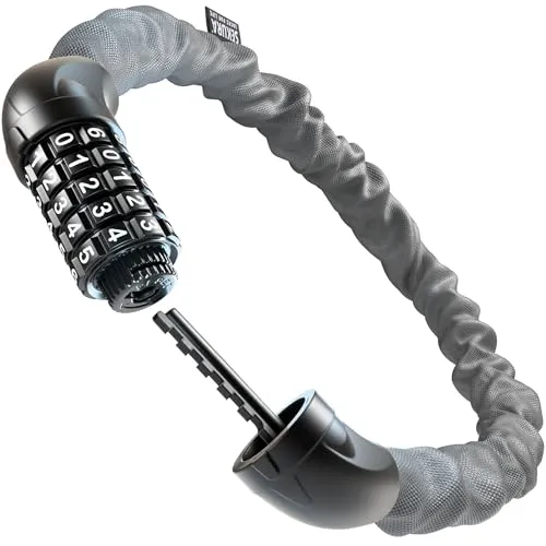 Büchel Sekura Fahrradschloss 90 cm mit 5-Zahlen-Code - Kettenschloss Kinder & Erwachsene mit Großem Zahlenfeld & Nylonbezug - Leichtes Fahrradschloss Hohe Sicherheit aus Gehärtetem Stahl