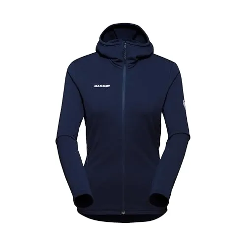 Mammut Aconcagua Light ML Hooded Jacket Women – Marine (L) - Leichte Fleecejacke für Outdoor-Aktivitäten, atmungsaktiv und schnelltrocknend, ideal als Mittelschicht beim Bergsteigen, Klettern und Wandern.