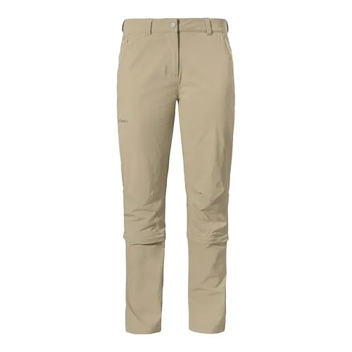 Schöffel Women's Pants Engadin1 Zip Off - Beige Zip-Off-Hose Gr 34 - Zip-Off-Hose für Damen in Beige, Größe 34 - Regular; ideal für Trekking und Wandern mit Stretchmaterial für optimale Bewegungsfreiheit.