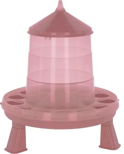 Kerbl Futterautomat für 2,4L / 2kg – mit Füßen, Rosé (Abmessungen 29,5 x 25 x 25 cm, Gewicht 0,305 kg, Transparenter Kunststoff) 73173