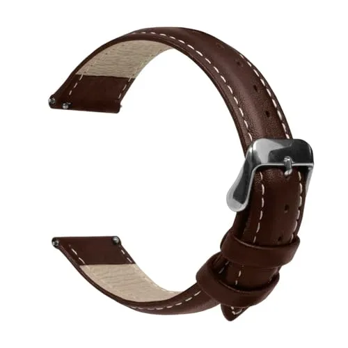 OcioDual Uhrenarmband 18mm Braun, Armbanduhr Herren, Uhrenarmbänder für Herren, Weißer Faden, Uhrenarmband 18mm für Smartwacth Damen, Schnellverschluss, Armband Smartwatch