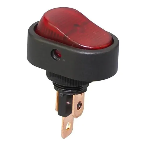 Kfz-Wippschalter 12V 20A, mit roter LED, Lochmontage, EIN/AUS 3-polig ASW-20D-3