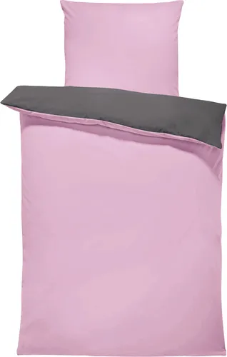 Wendebettwäsche 135x200 cm rosa pink anthrazit Unifarben Doubleface Microfaser