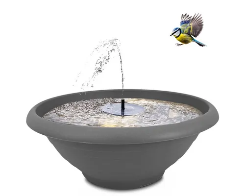 matches21 HOME & HOBBY Solar-Brunnen Set XXL - Teichdekoration mit 60 cm großer Schale, 5 wechselbaren Aufsätzen und integriertem Filter für sauberes Wasser – ideal für Ihren Garten!