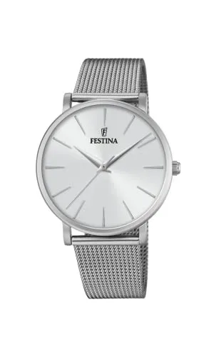Festina Quarz Damen Boyfriend F20475/1 - Elegante Damenuhr in Weiß und Silber - Damenuhren mit 38mm Gehäuse, stilvollem weißen Zifferblatt und robustem Edelstahlarmband für einen zeitlosen Look.