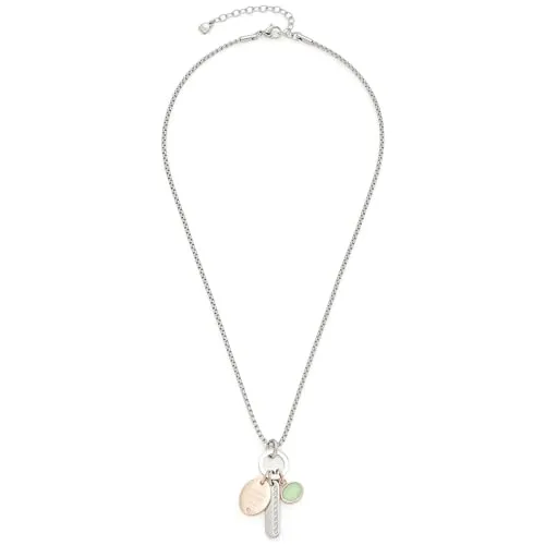 JEWELS BY LEONARDO Damen-Kette mit Anhänger aus Edelstahl - Elegante Kette mit graviertem Anhänger-Trio und Glaskristall in Bicolor-Optik, ideal als individuelles Geschenk, geliefert in hochwertiger Schmuckbox.
