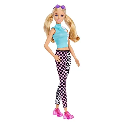 Barbie GRB50 - Fashionista mit Malibu Oberteil und Leggings, Spielzeug für Kinder von 3 bis 8 Jahren