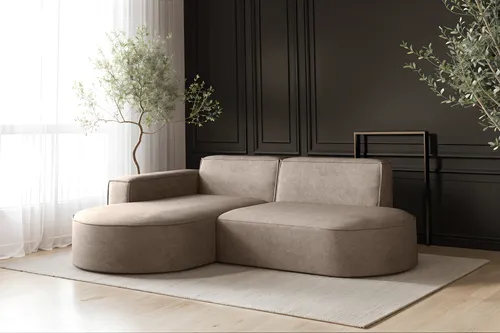 Kaiser Möbel Sofa L-Form Modena - Modernes Ecksofa in Dunkelbeige - Das Sofa L-Form Modena überzeugt mit modernem Design und hohem Sitzkomfort. Der strapazierfähige Salvador-Velours sorgt für eine angenehme Haptik und einfache Pflege. Ideal für vielfältige Wohnstile.