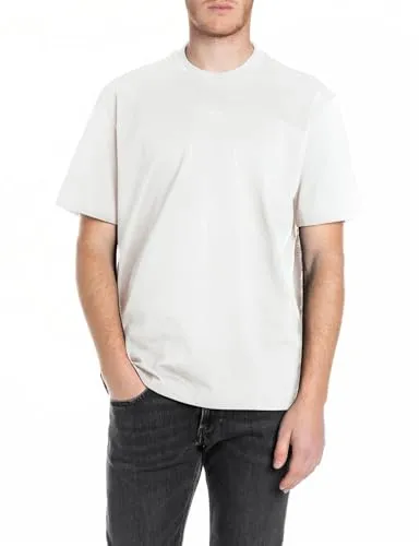 Replay Oversize-Shirt - Rundhalsshirts mit lässigem Schnitt und trendigem Aufnäher, aus atmungsaktivem Baumwoll-Jersey für optimalen Tragekomfort.