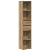 vidaXL Bücherregal Artisan-Eiche 36x30x171 cm - Büro-Bücherregal aus hochwertigem Holzwerkstoff mit 4 offenen Fächern und 2 Schubladen. Modernes Design für stilvolle Aufbewahrung von Büchern und Deko, langlebig und feuchtigkeitsresistent.