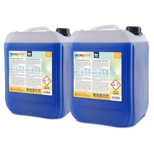 Höfer Chemie 2x 10 L Microactiv® Color Waschmittel flüssig - Umweltfreundliches Flüssigwaschmittel für Weißes & Buntes, ideal für Handwäsche und hohe Reinigungskraft bei niedrigen Temperaturen.