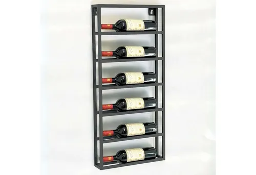 DanDiBo Weinregal Wand Metall Schwarz Design 96603 - Weinregal für Wand, stilvoll und platzsparend, aus robustem Metall für bis zu 6 Flaschen, ideal für moderne Wohnräume.