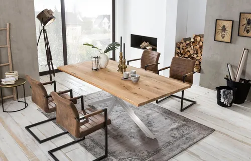 SIT Esstisch Tops&Tables mit aufgedoppelter Tischplatte - Esstisch im Industrial Look, FSC®-zertifiziertes Massivholz, bietet ausreichend Platz für mehrere Gedecke und verleiht Ihrem Essbereich eine rustikale Note.
