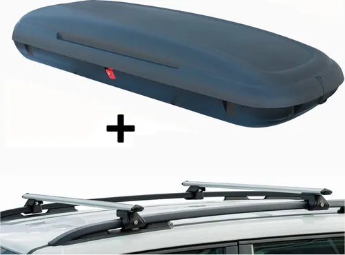 Dachbox VDPCA480 480Ltr carbonlook + Dachträger CRV135 kompatibel mit für Mercedes 200-230-300TE (5 Türer) 1985-1995