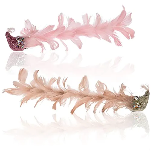 com-four® 2X Christbaumschmuck Deko Vogel - Pfau mit Pailletten für Weihnachtsbaum-Deko - Kunststoff Vögel mit Clip für Weihnachten