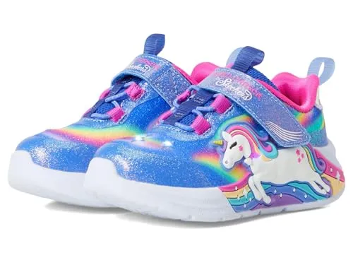 Skechers UNICORN CHASER Sneaker - Slip-On-Sneaker mit blinkendem Einhorn und Glitzeroberfläche, ideal für kleine Modebegeisterte. Bequeme Passform durch dehnbare Schnürsenkel und verstellbaren Riemen.