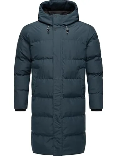 Ragwear Herren Lange Steppjacke Nordwey YOUMODO Night Blue Gr. S - Funktionsjacke aus robustem, wasserdichtem Material mit 4.000 mm Wassersäule, ideal für kalte Wintertage. Bequeme Passform und moderne Details wie verstellbare Kapuze und 2-Wege-Reißverschluss.