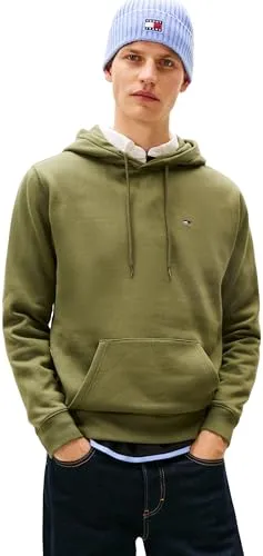Tommy Jeans Herren Hoodie Regular Fit Flag Fleece mit Kapuze, Grün (Dark Greenery), XS