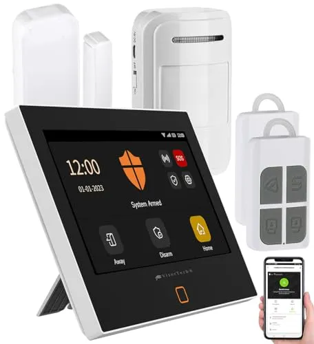 VisorTech Funk-Alarmanlage GSM: 5-teiliges WLAN-/4G-Alarmanlage-Set mit 2 Fernbedienungen & 2 Sensoren (GSM WiFi, Einbruchmeldeanlage, Haus)