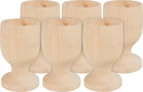 VBS Eierbecher 6 Stück Kiefernholz unbehandelt Durchmesser 4.7 cm Höhe 7.8 cm Artikeltyp Eierbecher Ganzjährig verwendbar aus Kiefernholz ideal für Frühstückstisch