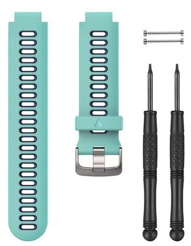 Garmin Smartwatch-Armband in Schwarz/Grau mit Türkis Akzenten - Smartwatch-Armbänder, stilvolles Silikonarmband für Garmin Forerunner 230, 235 und 735XT, inklusive Federstifte und Werkzeug für einfachen Austausch.