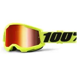100% Strata 2 Chrome Motocross Brille, schwarz-gelb - Sportbrillen mit verspiegeltem Glas, flexiblem Rahmen und optimaler Passform für maximales Sichtfeld beim Motocross.