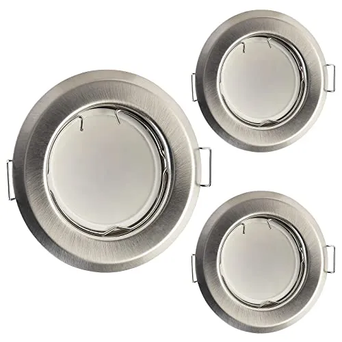 HCFEI LED Einbaustrahler ultra flach mit LED Spot Modul 230V I 3W 320lm I 120°Abstrahlwinkel I Dimmbar I Edelstahl gebürstet I 55mm Einbauloch I Einbauleuchte rund (3er Set - Warmweiß)