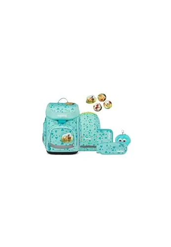 ergobag cubo Bundle Set ReitBärtraum - Ergonomischer Schulranzen 6-teilig für die 1. Klasse - Ergonomischer Schulranzen mit höhenverstellbarem Tragesystem und breiten Beckenflossen für hohen Tragekomfort. Inklusive Sportbeutel und gefülltem Federmäppchen – perfekt organisiert und individuell gestaltbar.